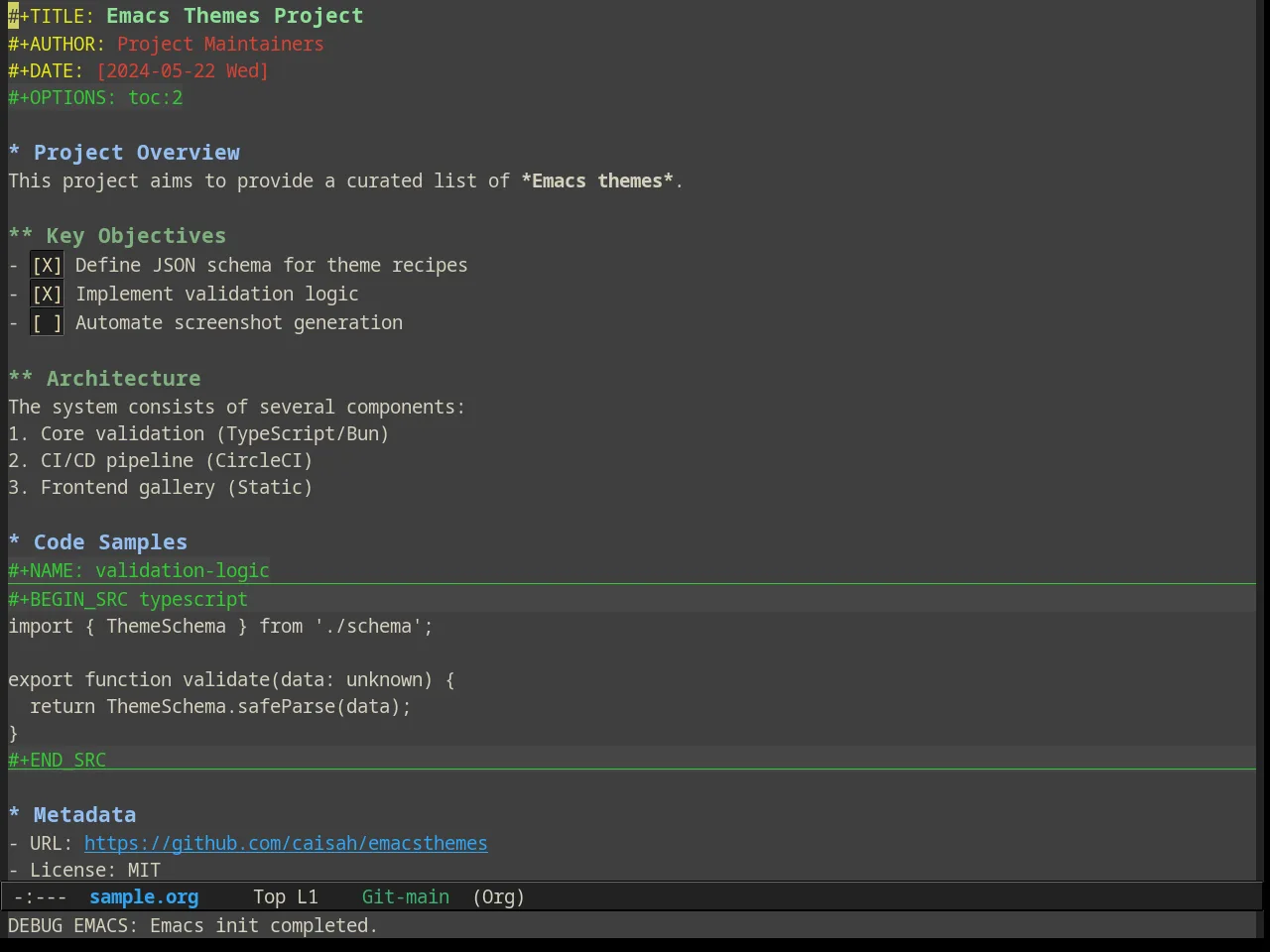 Alect Dark Alt Theme in org-mode