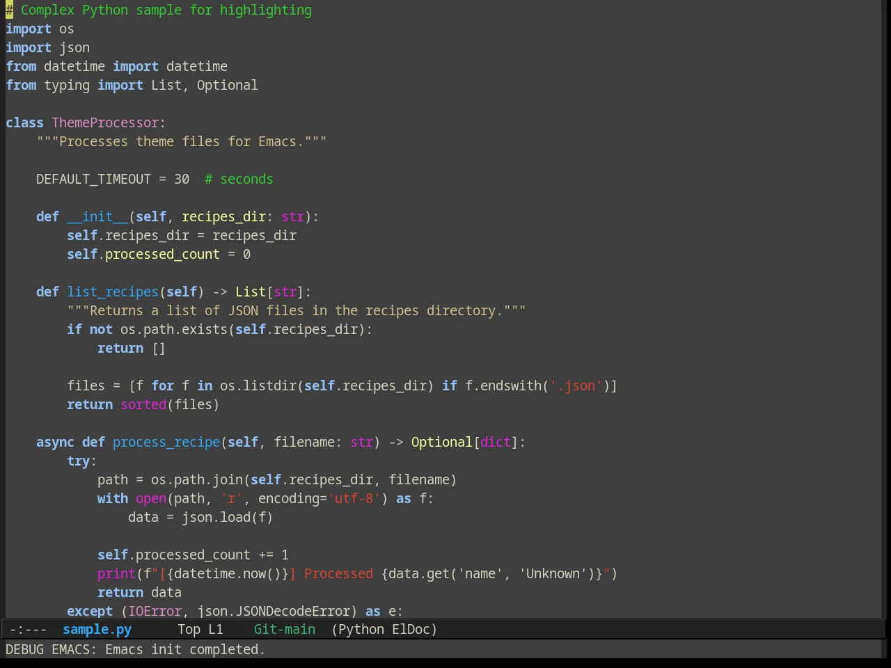 Alect Dark Alt Theme in python-mode