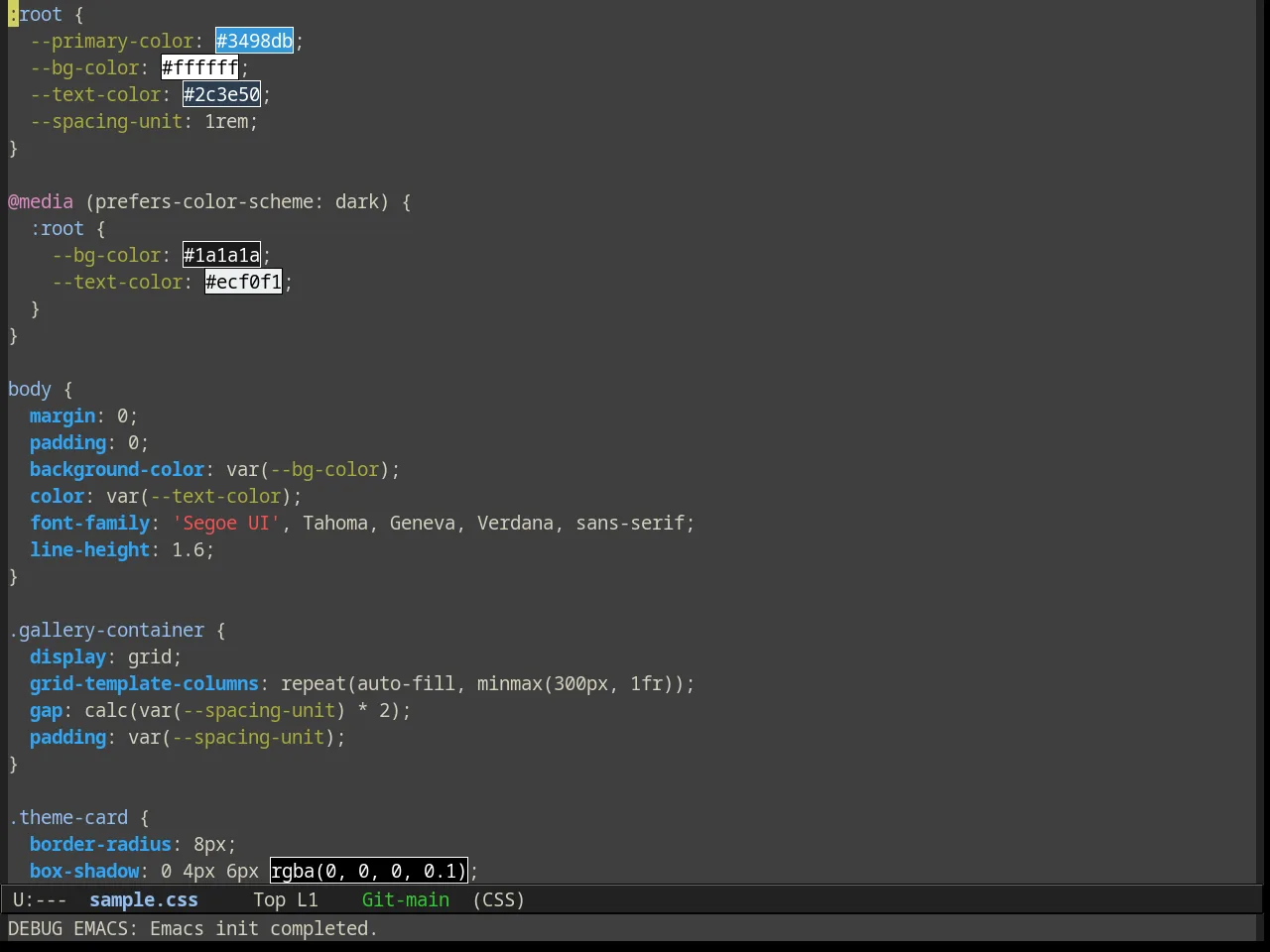 Alect Dark Theme in css-mode