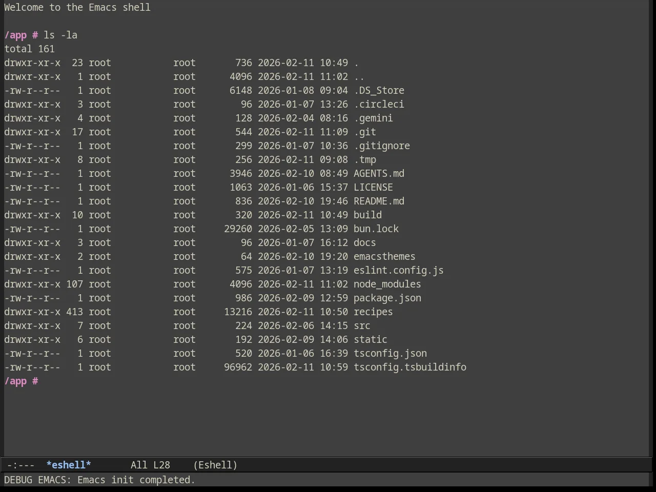 Alect Dark Theme in eshell
