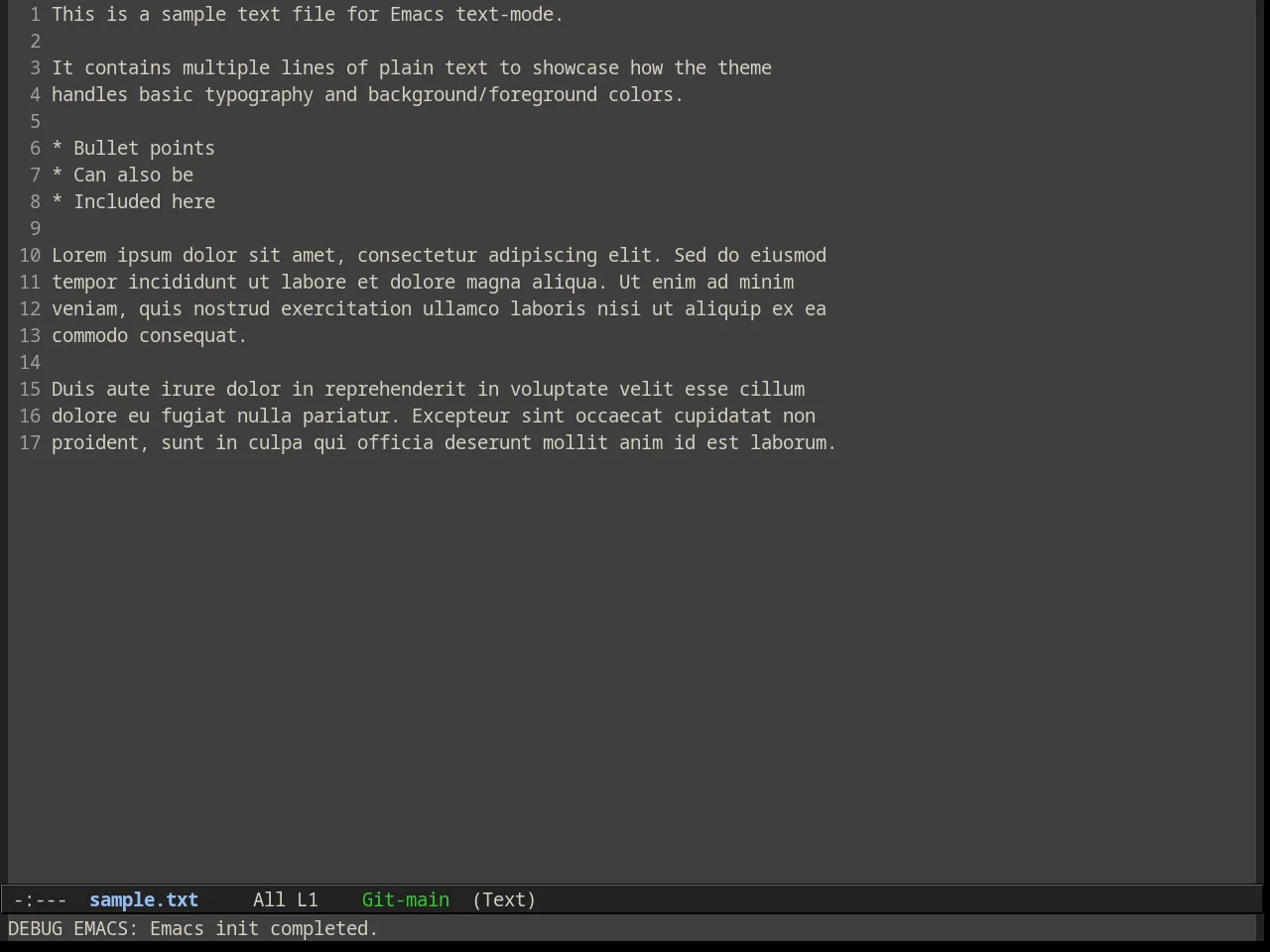 Alect Dark Theme in text-mode