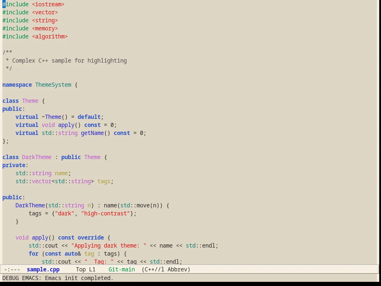 Alect Light Alt Theme in c++-mode