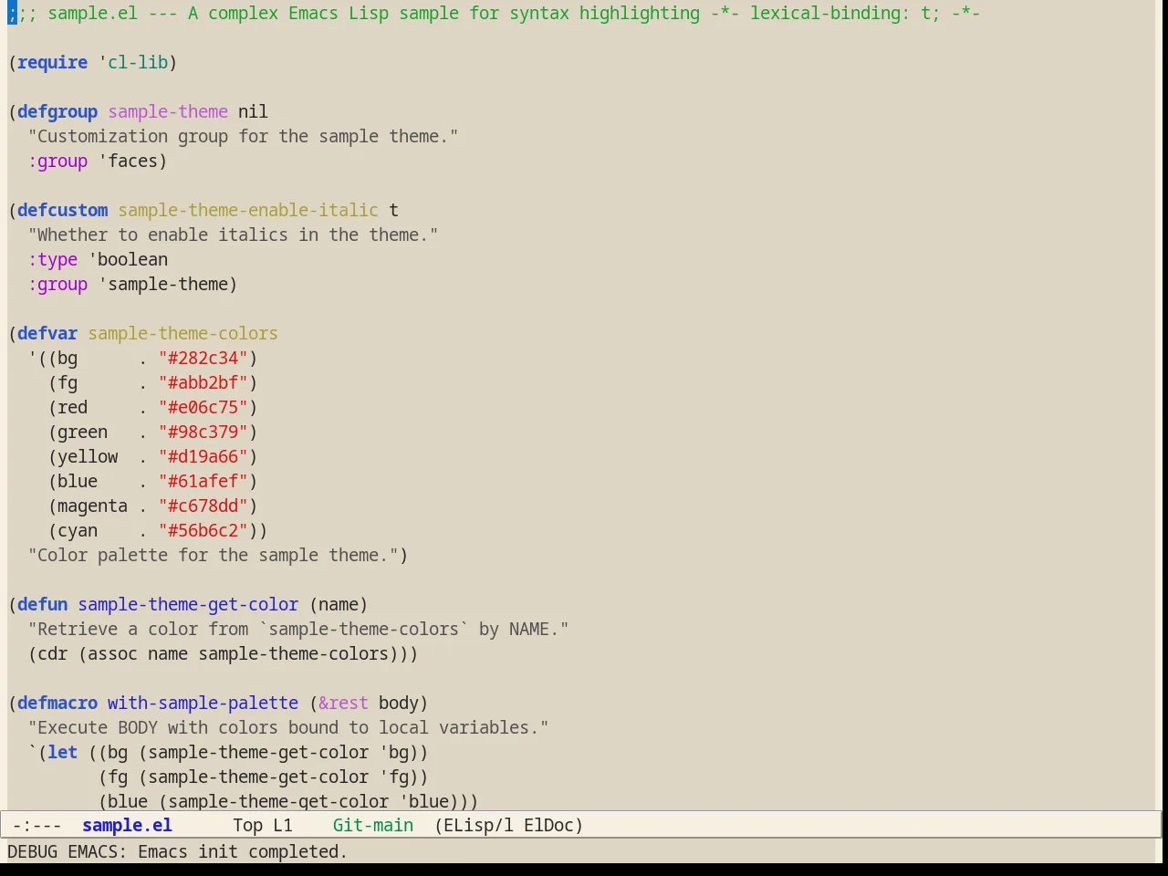Alect Light Alt Theme in emacs-lisp-mode