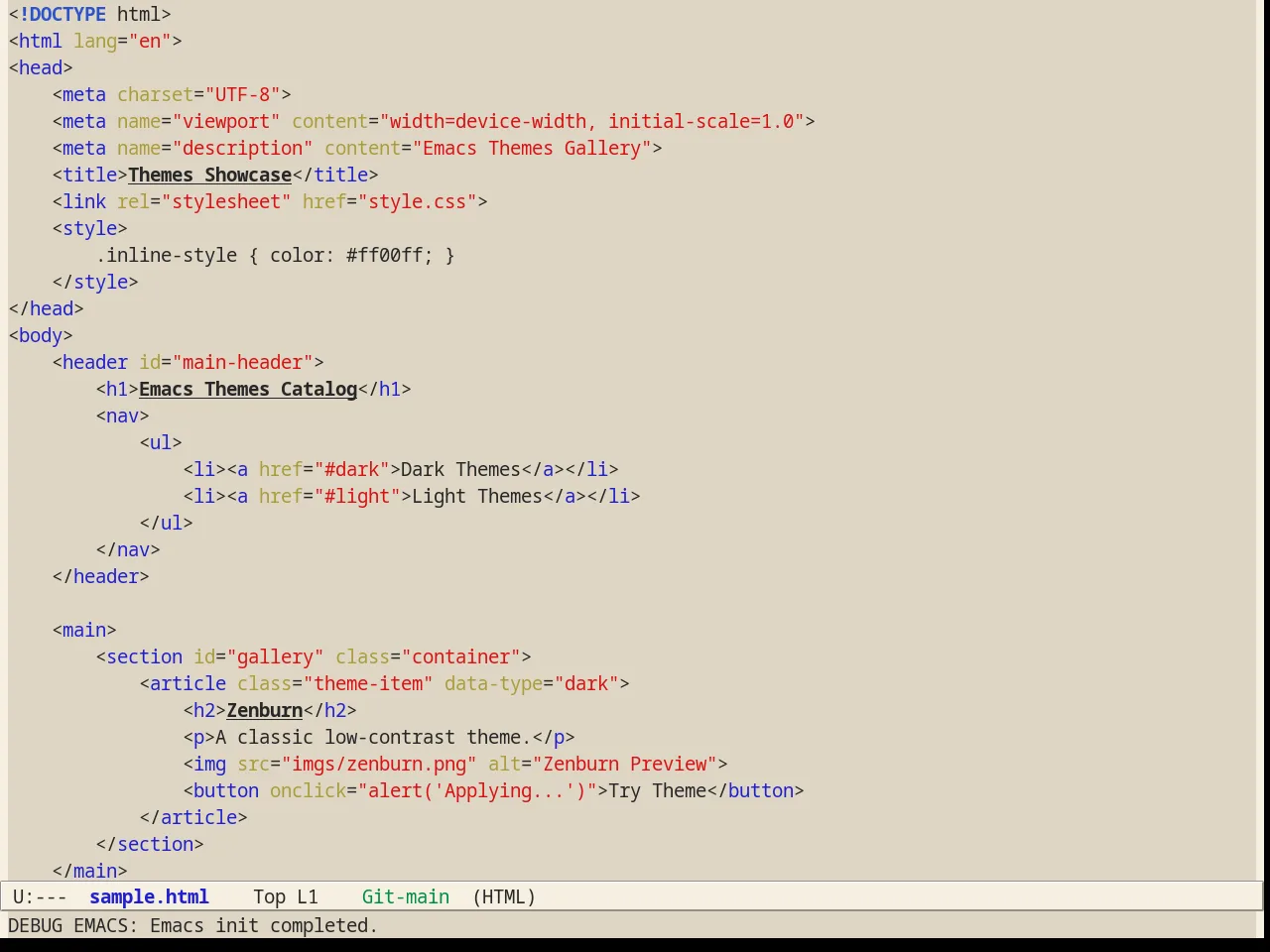 Alect Light Alt Theme in html-mode