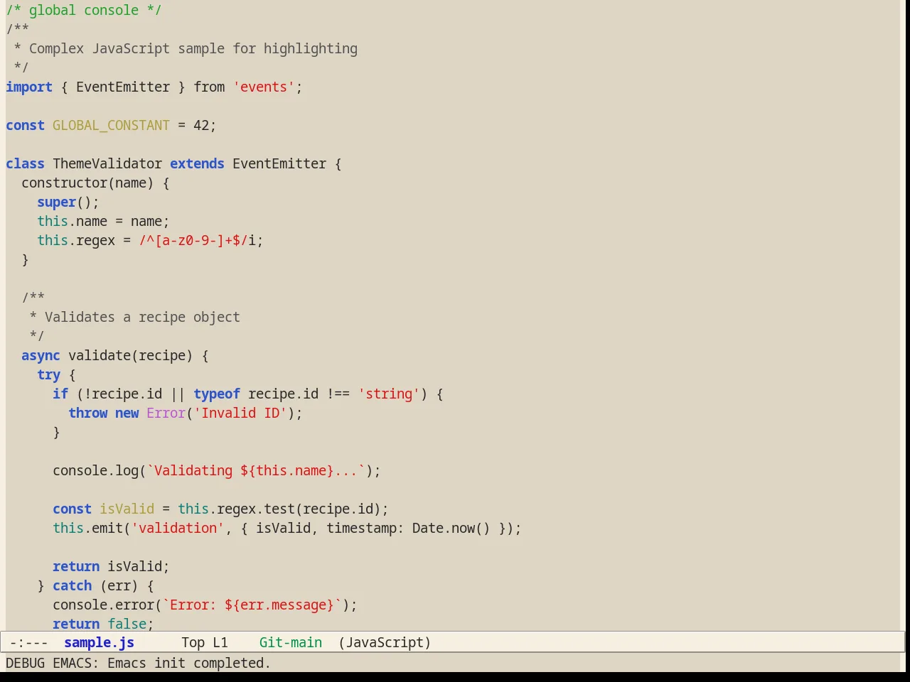 Alect Light Alt Theme in javascript-mode