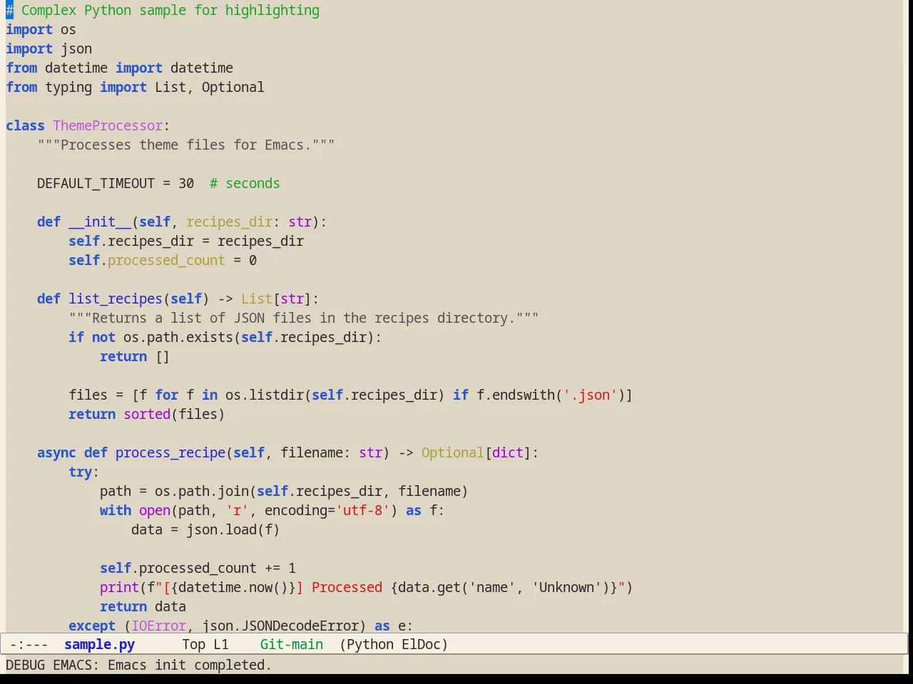 Alect Light Alt Theme in python-mode