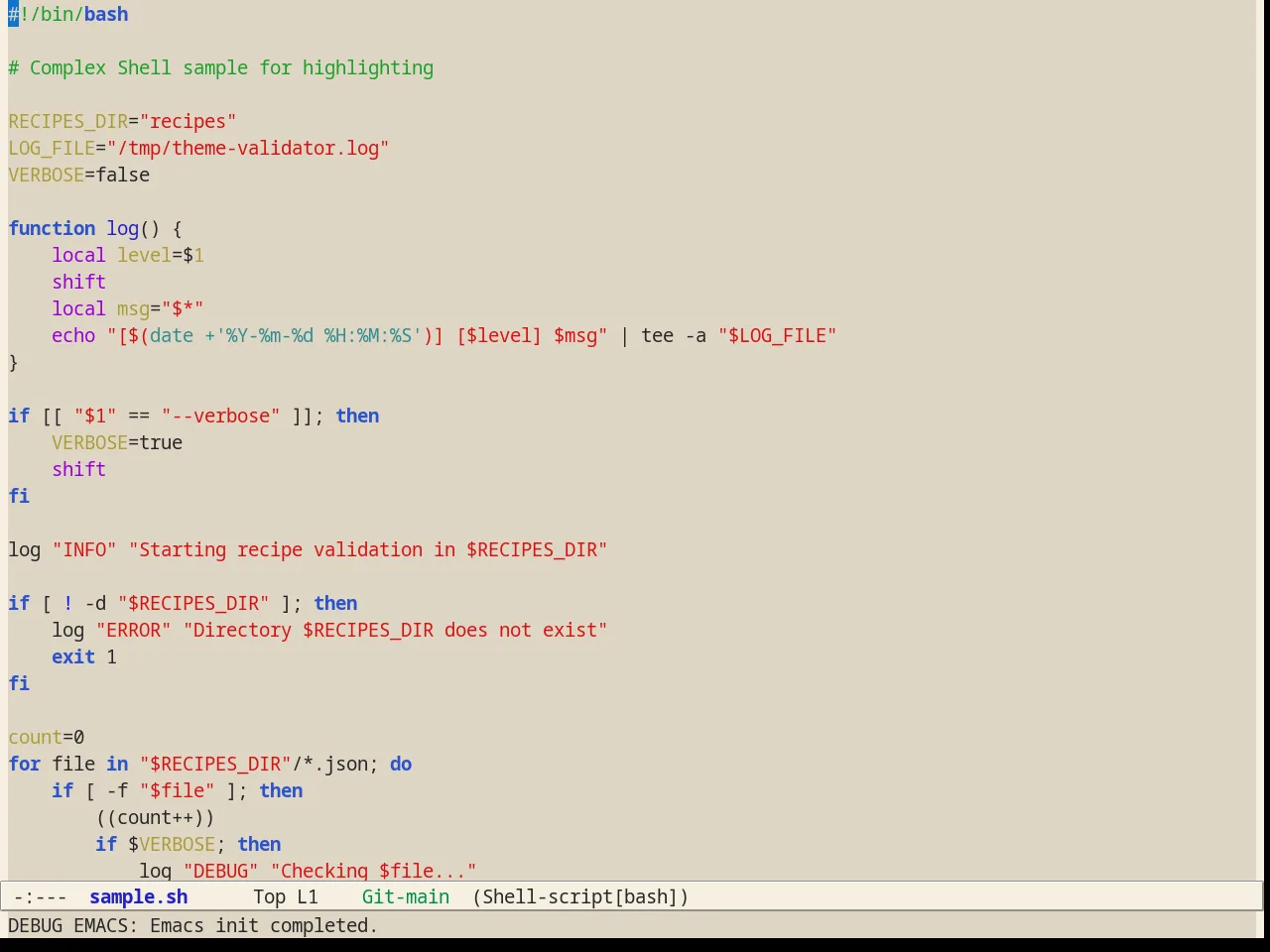 Alect Light Alt Theme in sh-mode