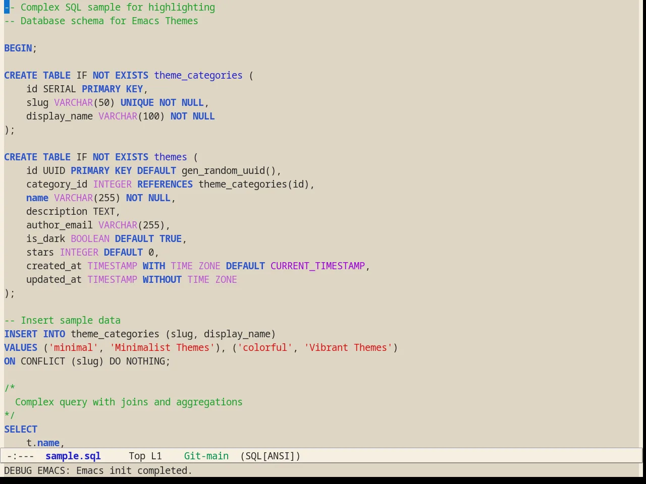 Alect Light Alt Theme in sql-mode