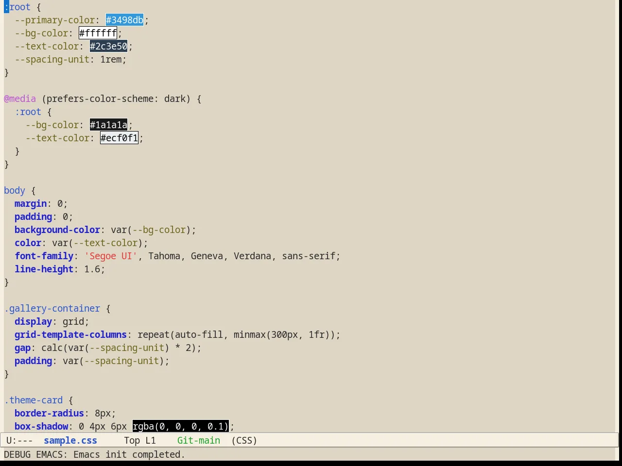 Alect Light Theme in css-mode