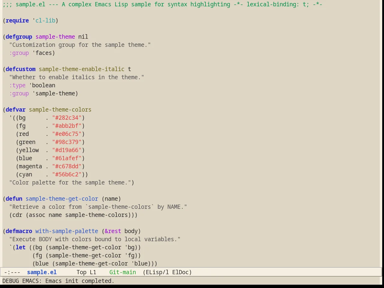 Alect Light Theme in emacs-lisp-mode