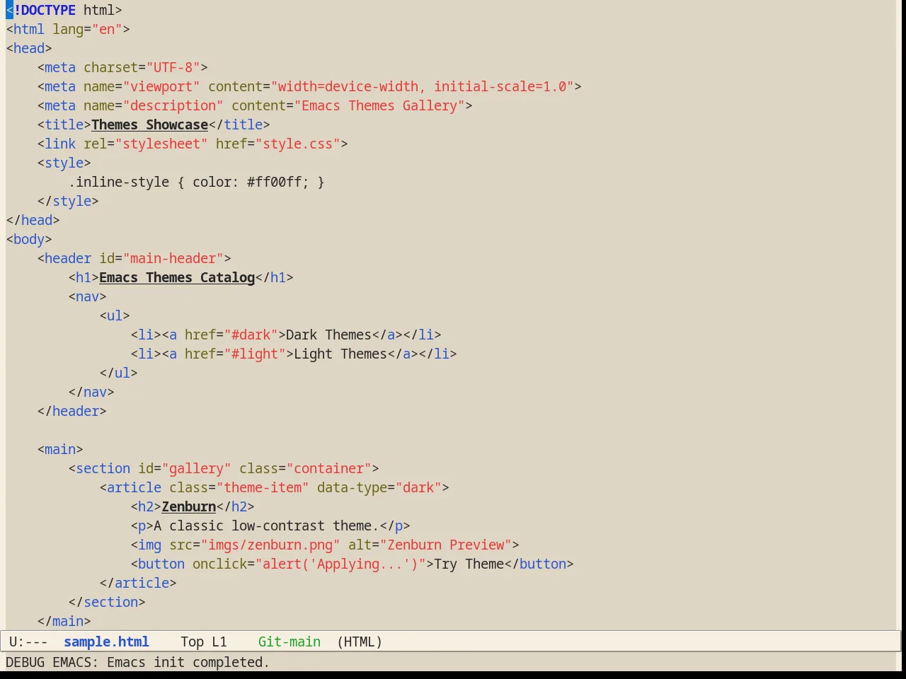 Alect Light Theme in html-mode
