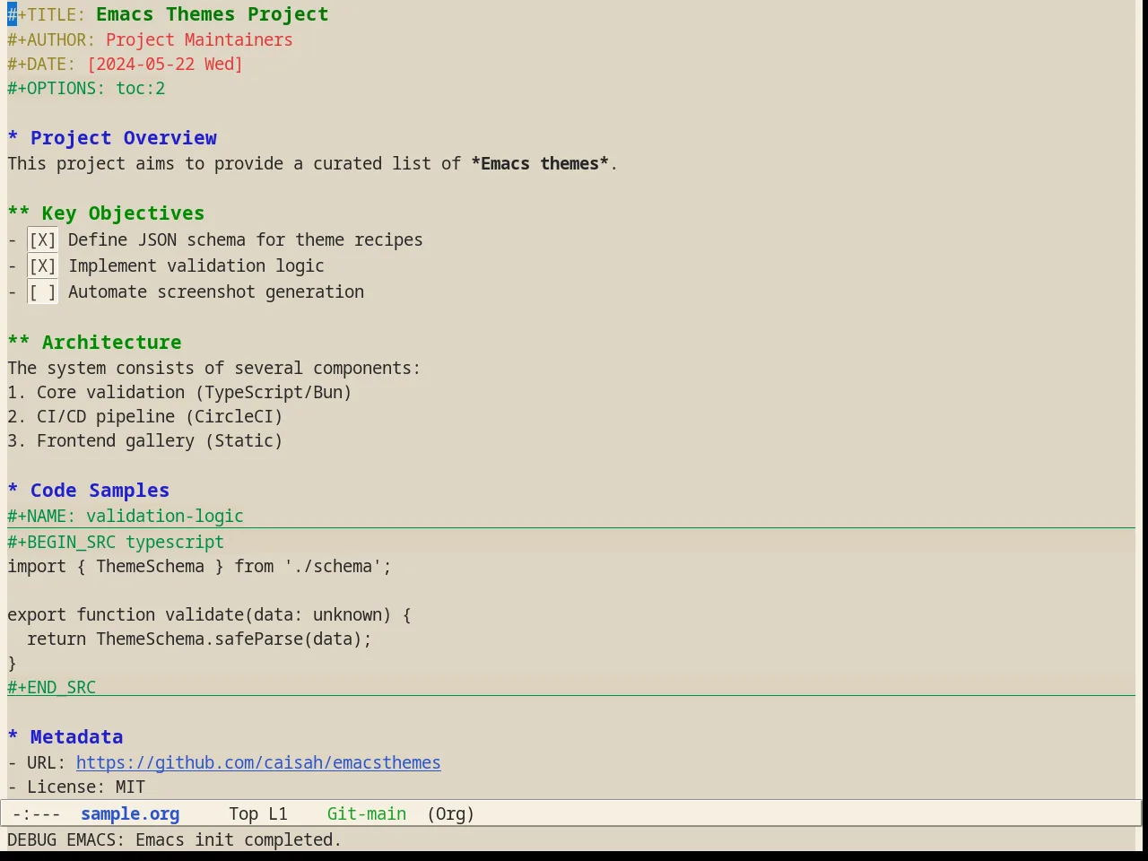 Alect Light Theme in org-mode