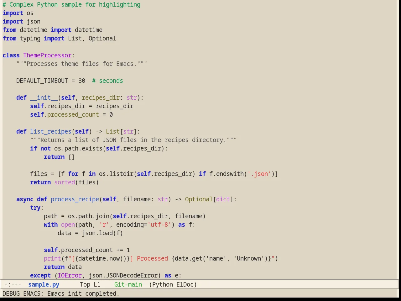 Alect Light Theme in python-mode