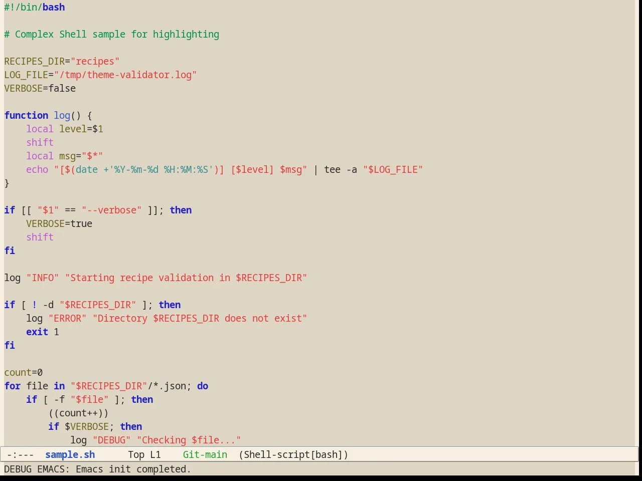 Alect Light Theme in sh-mode