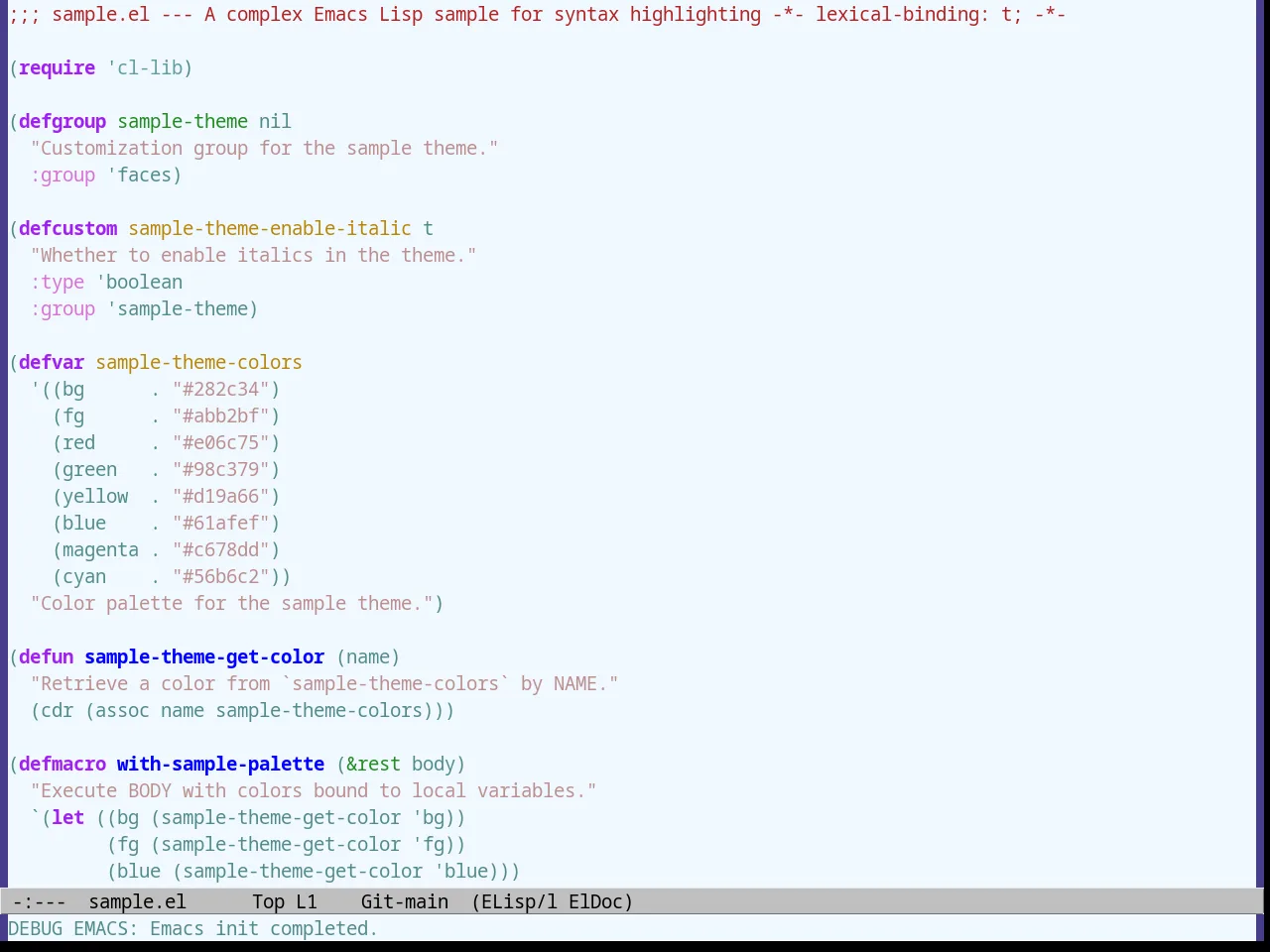Alice Blue Theme in emacs-lisp-mode