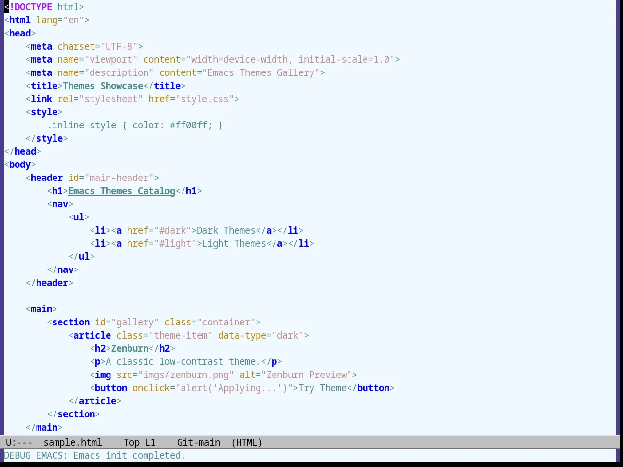 Alice Blue Theme in html-mode
