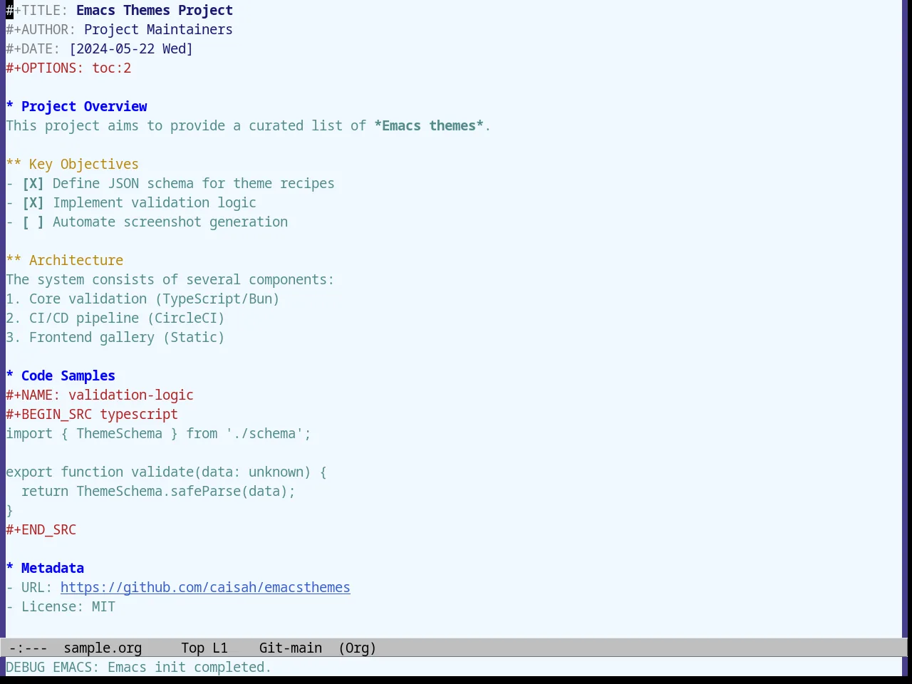Alice Blue Theme in org-mode