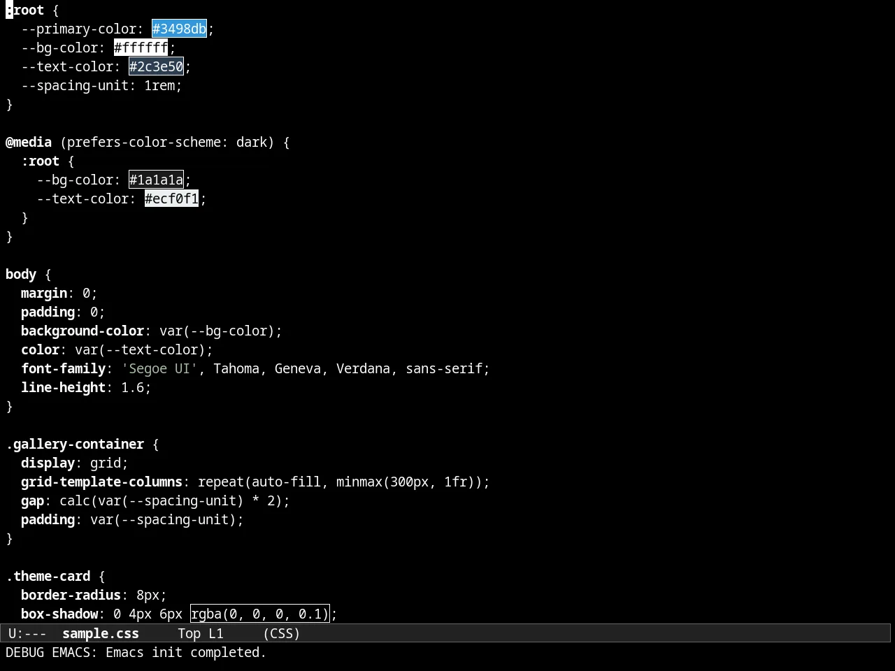Almost Mono Black Theme in css-mode