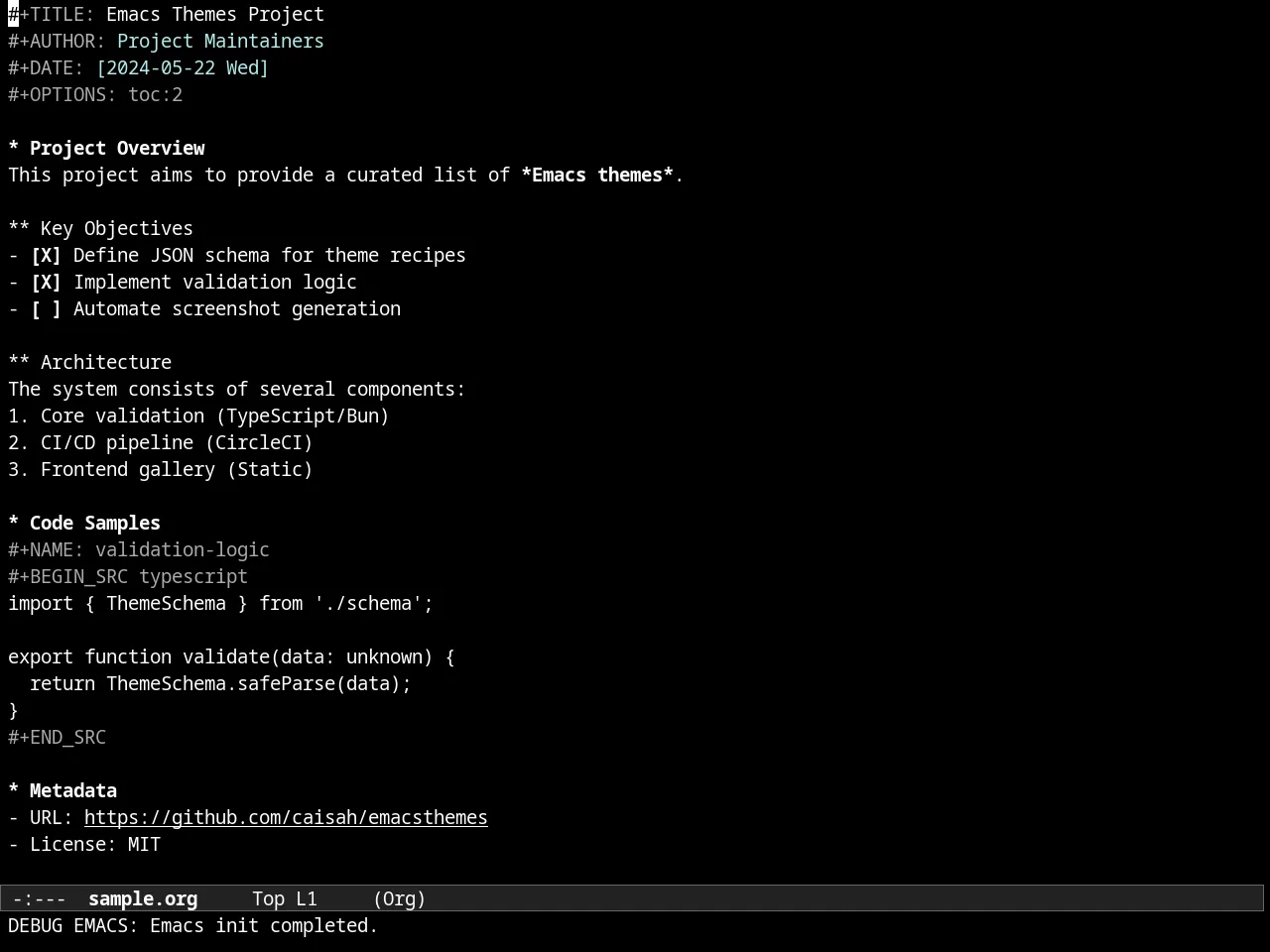 Almost Mono Black Theme in org-mode