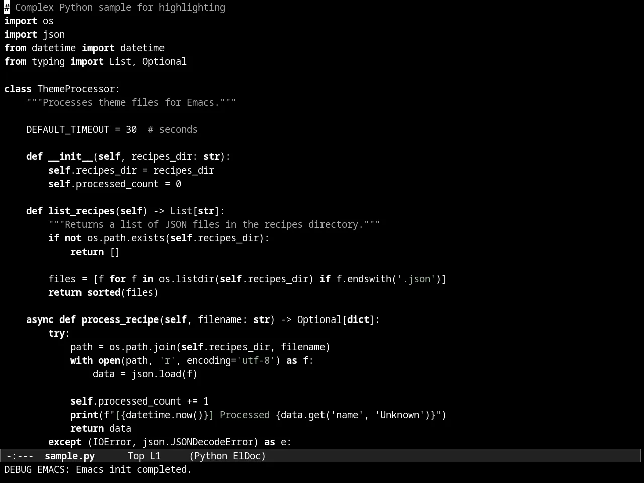 Almost Mono Black Theme in python-mode