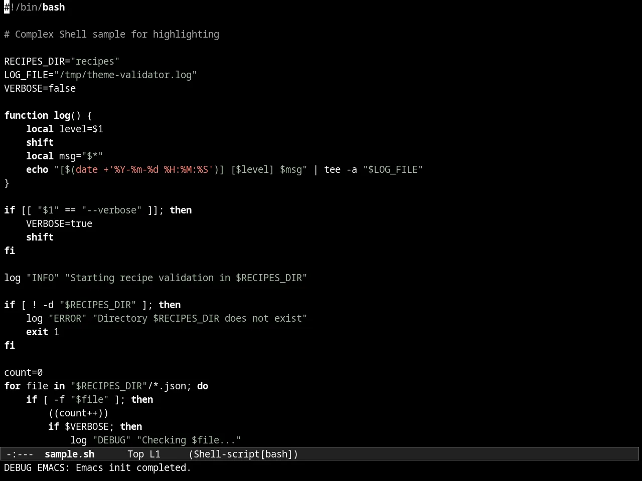 Almost Mono Black Theme in sh-mode