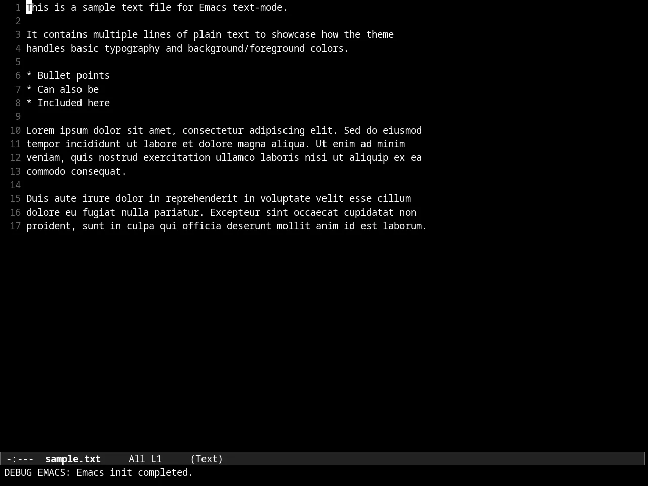 Almost Mono Black Theme in text-mode