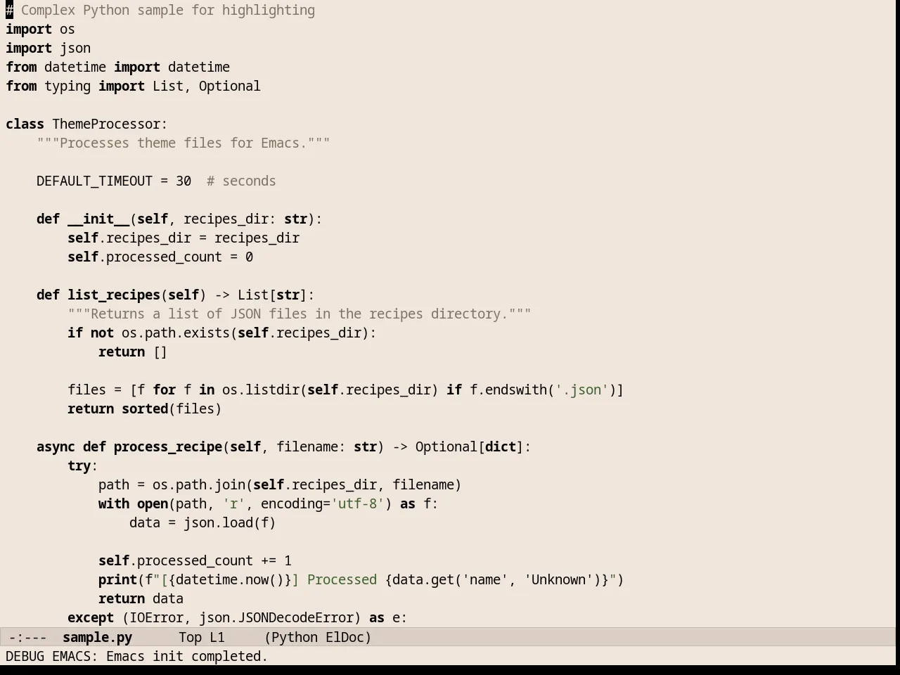 Almost Mono Cream Theme in python-mode