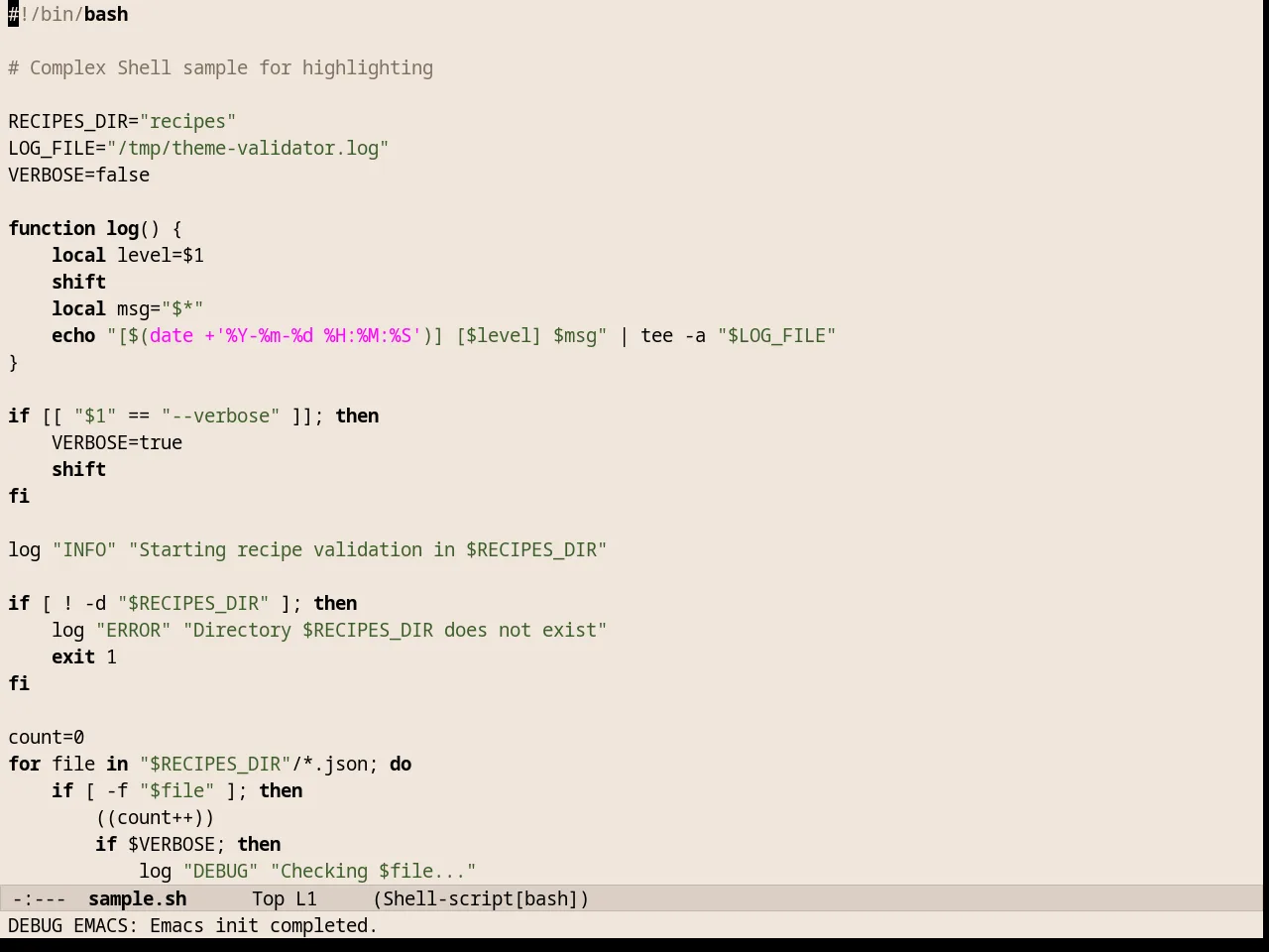 Almost Mono Cream Theme in sh-mode