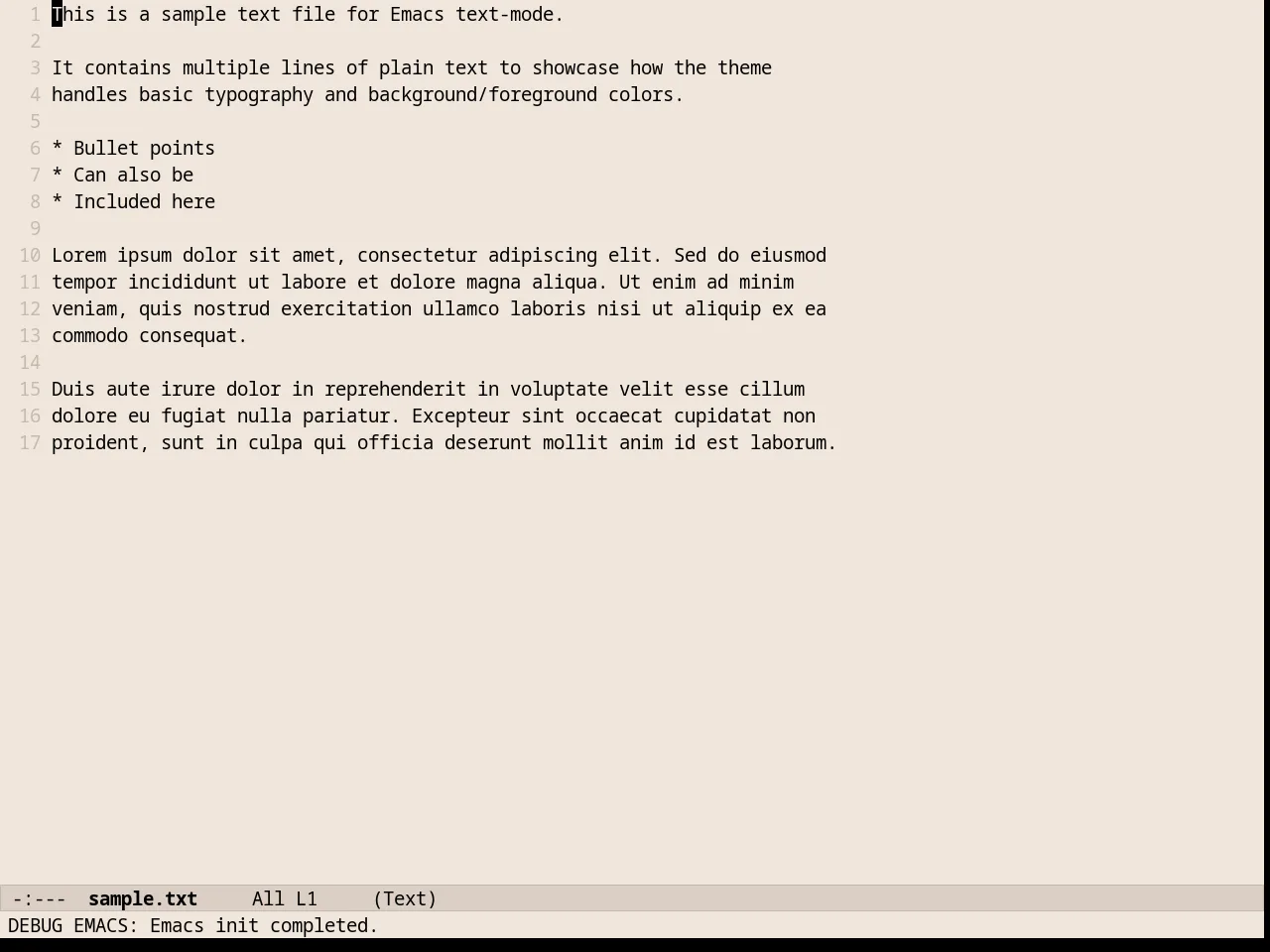 Almost Mono Cream Theme in text-mode