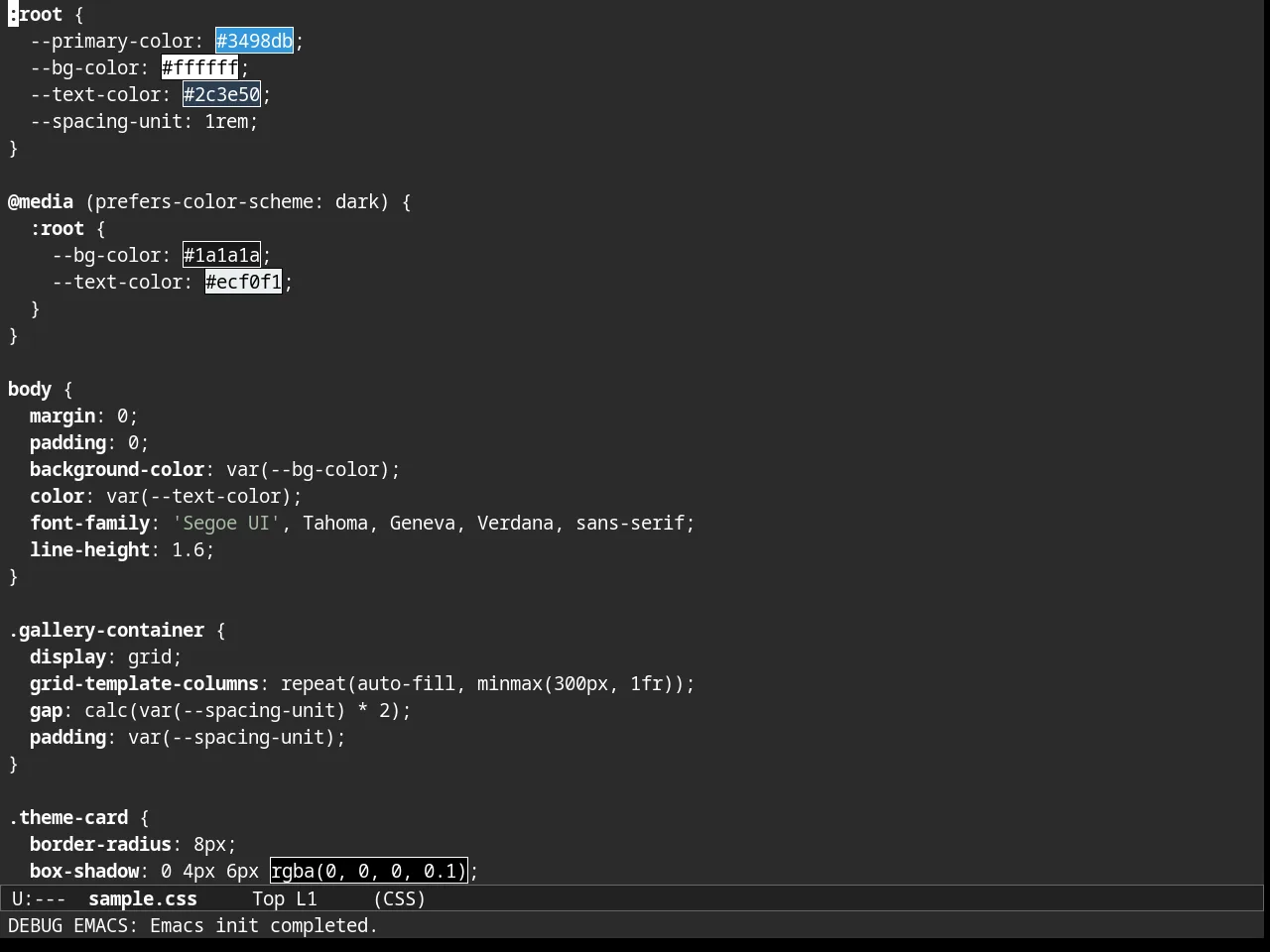 Almost Mono Gray Theme in css-mode