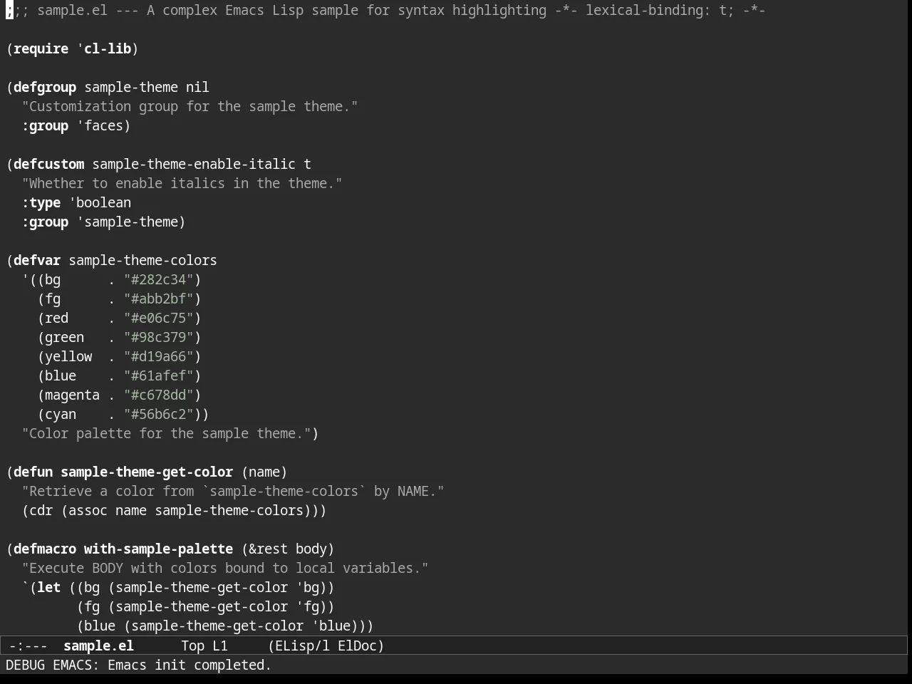 Almost Mono Gray Theme in emacs-lisp-mode