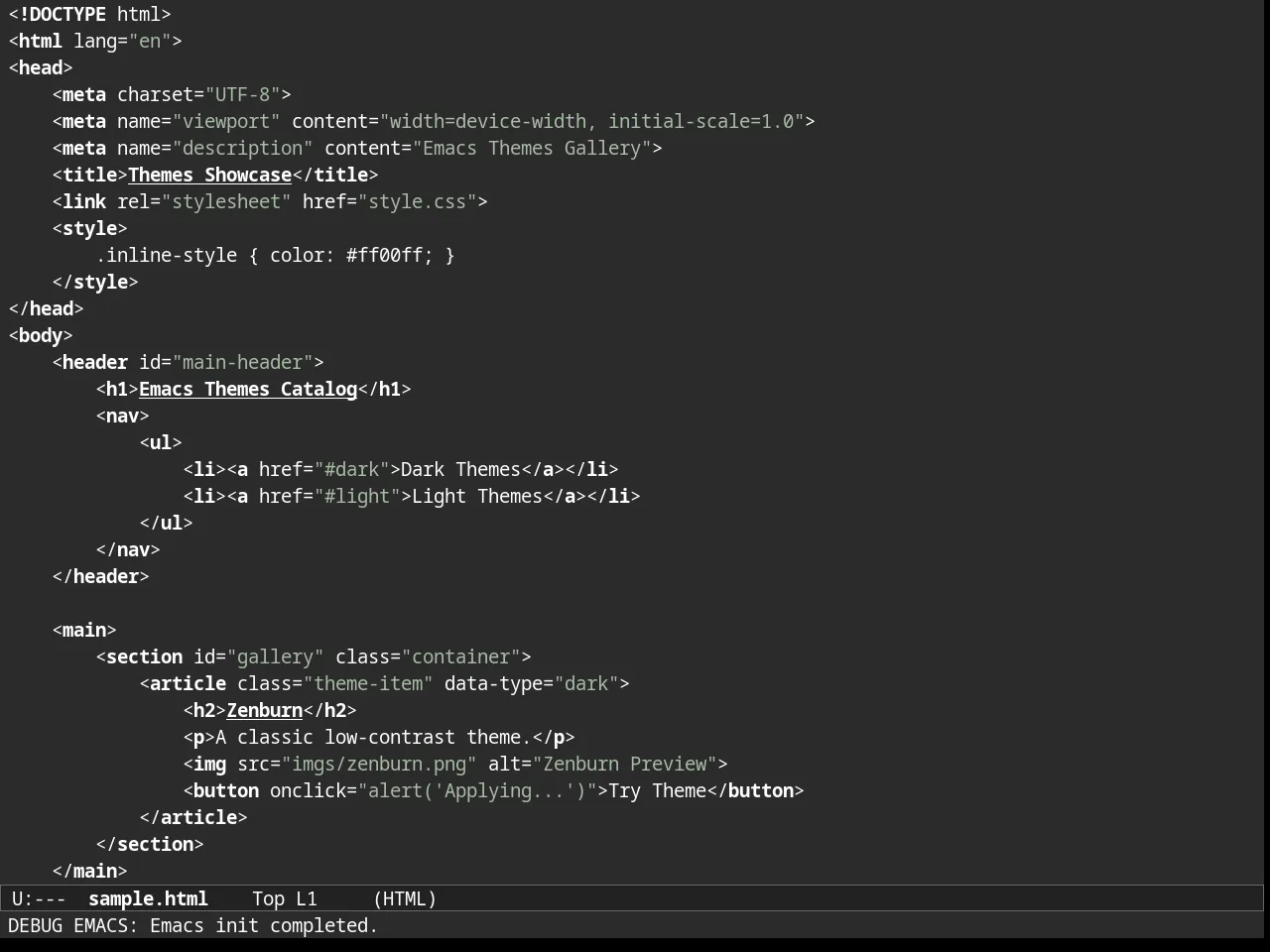 Almost Mono Gray Theme in html-mode