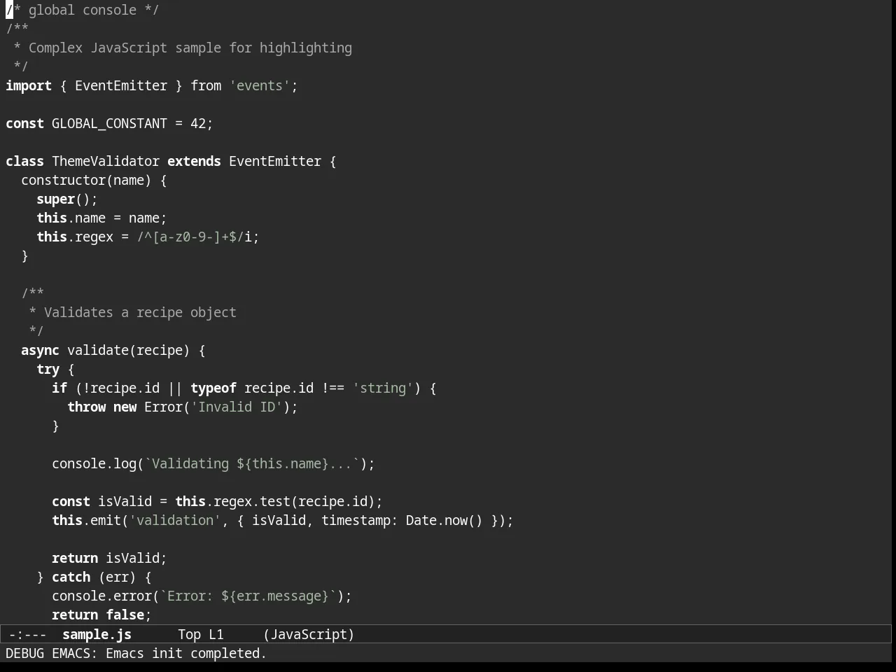 Almost Mono Gray Theme in javascript-mode