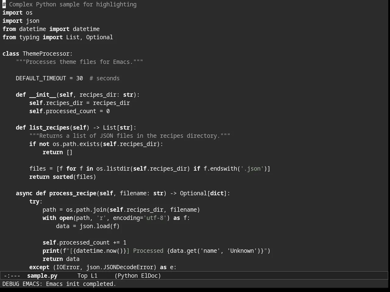 Almost Mono Gray Theme in python-mode