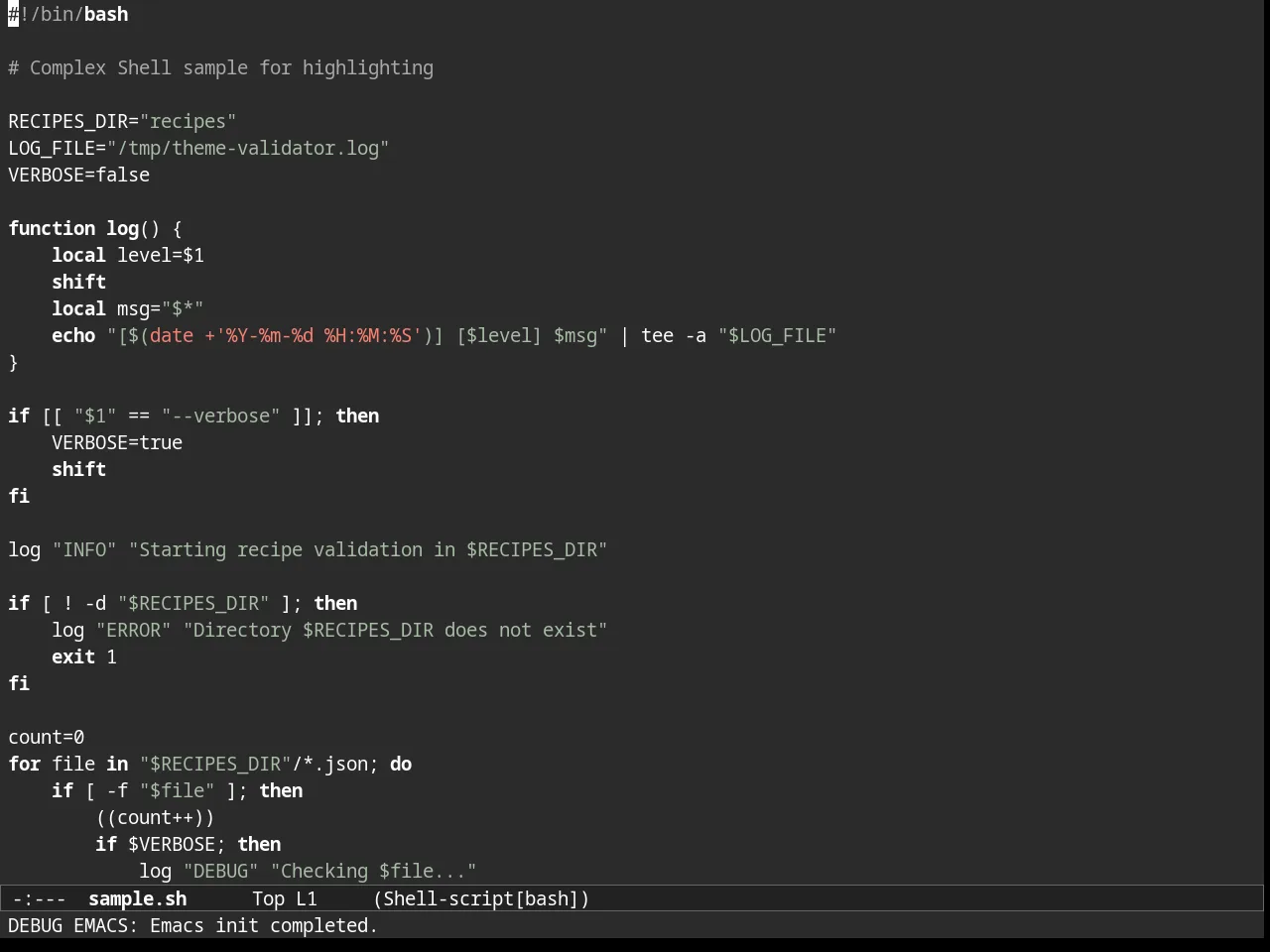 Almost Mono Gray Theme in sh-mode