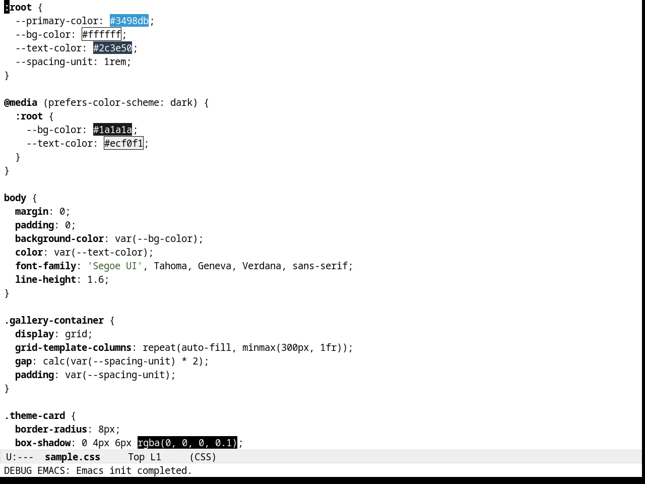 Almost Mono White Theme in css-mode
