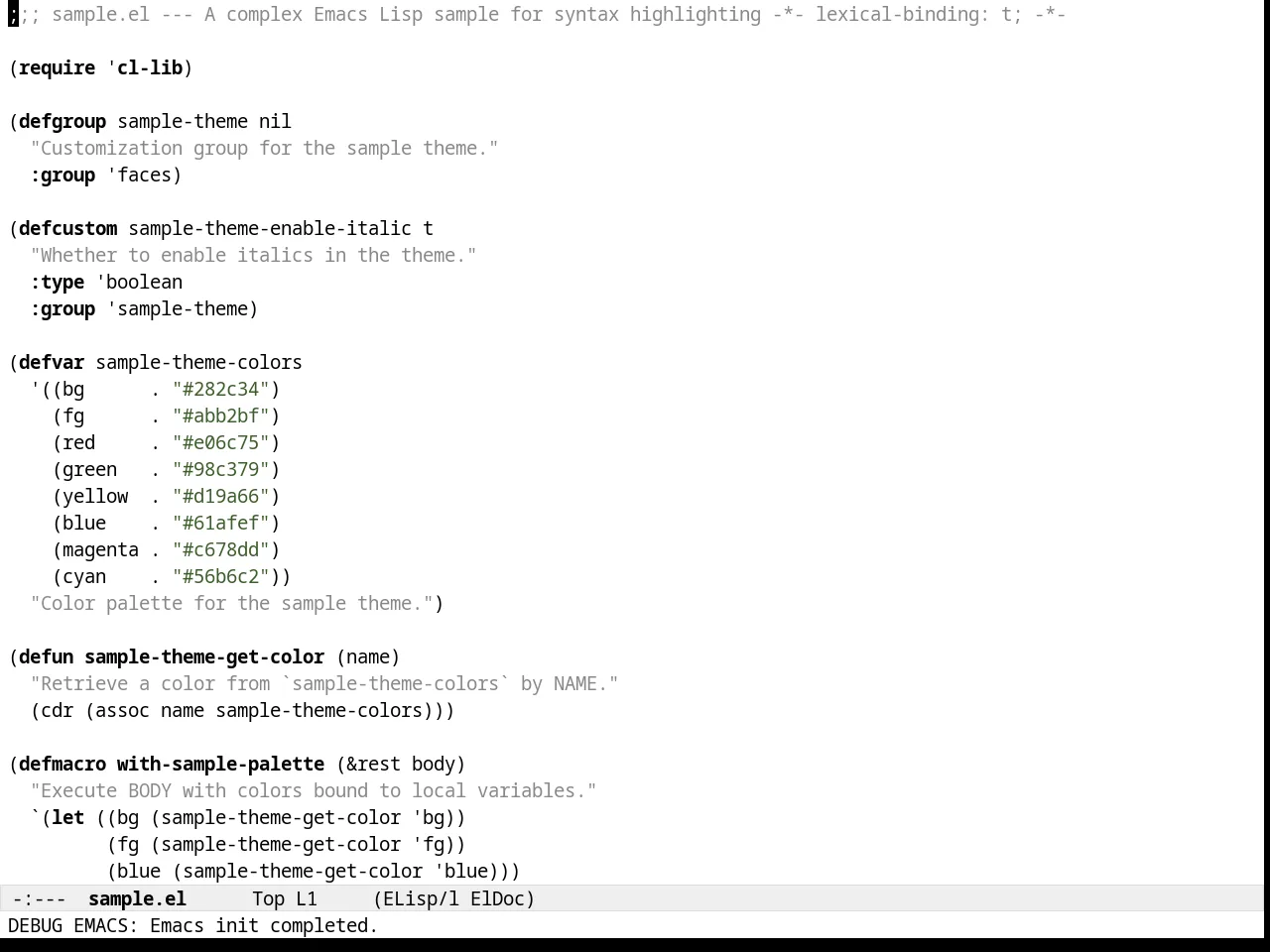 Almost Mono White Theme in emacs-lisp-mode