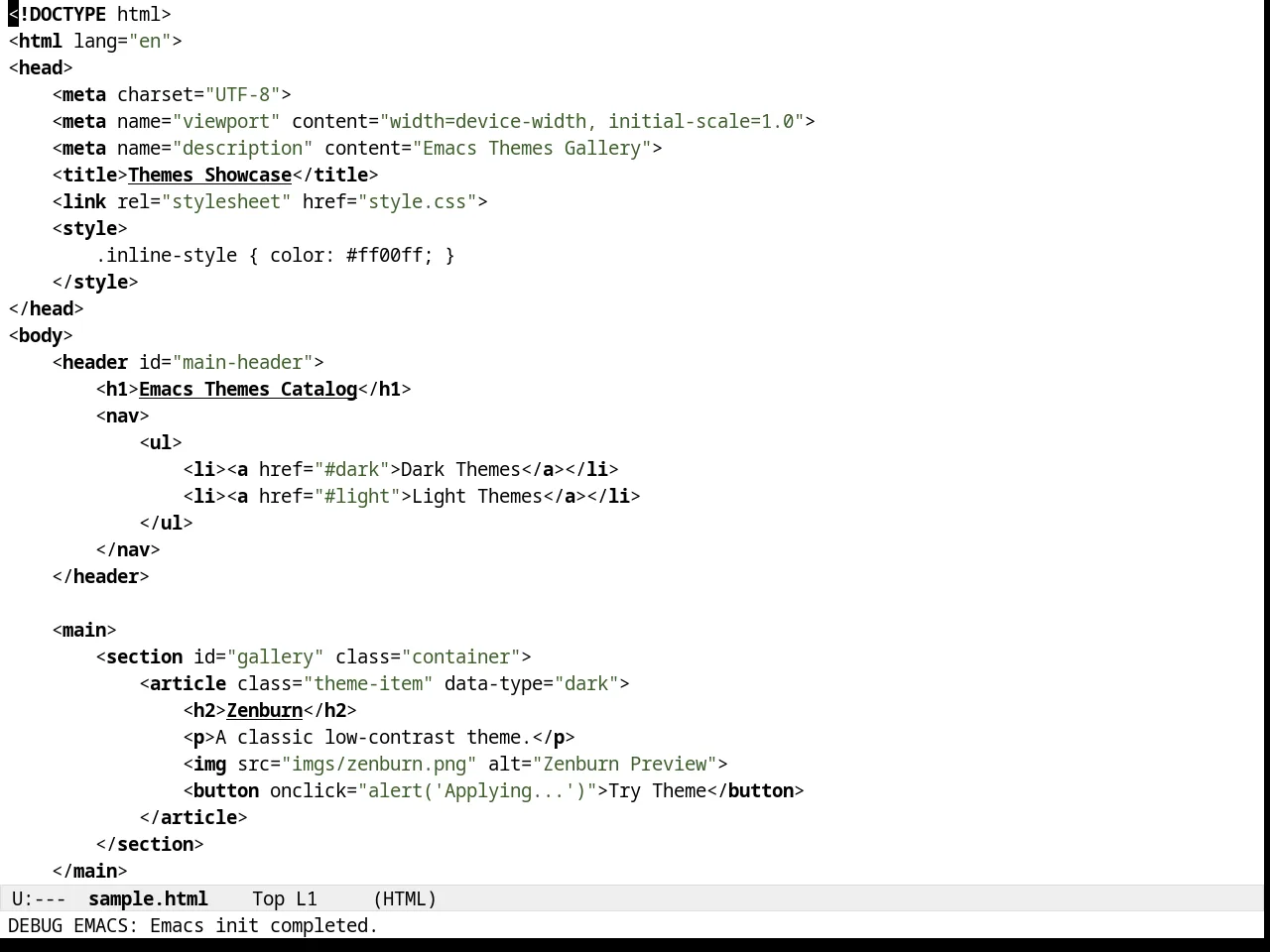 Almost Mono White Theme in html-mode