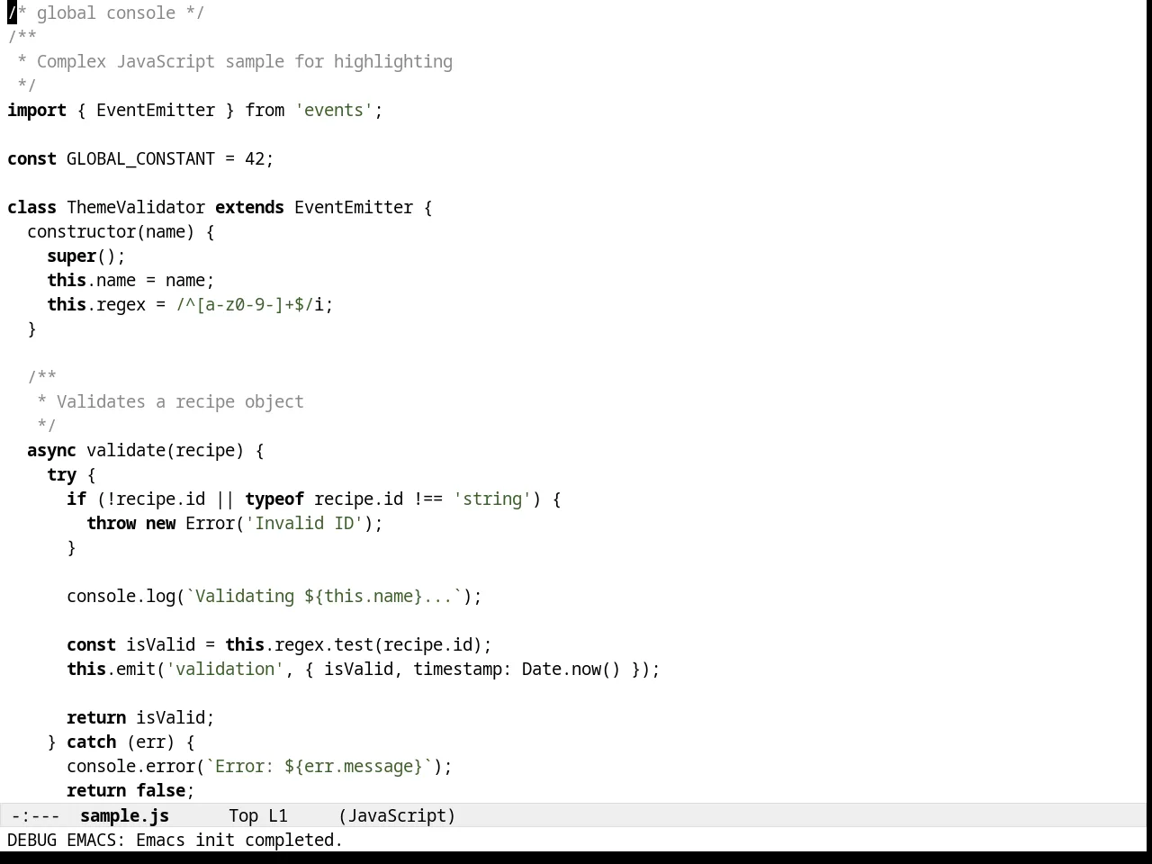 Almost Mono White Theme in javascript-mode