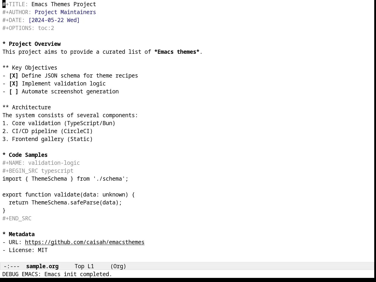 Almost Mono White Theme in org-mode