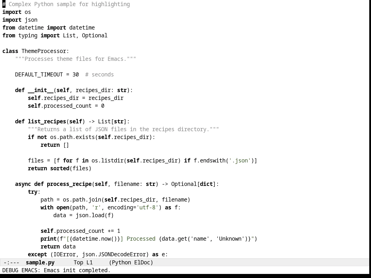 Almost Mono White Theme in python-mode