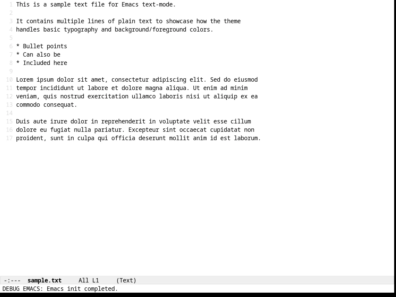 Almost Mono White Theme in text-mode