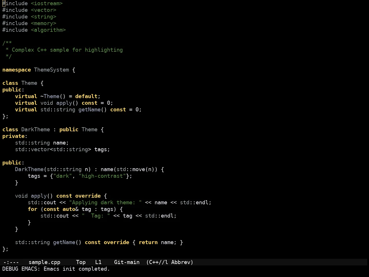 Amaranth Dark Theme in c++-mode