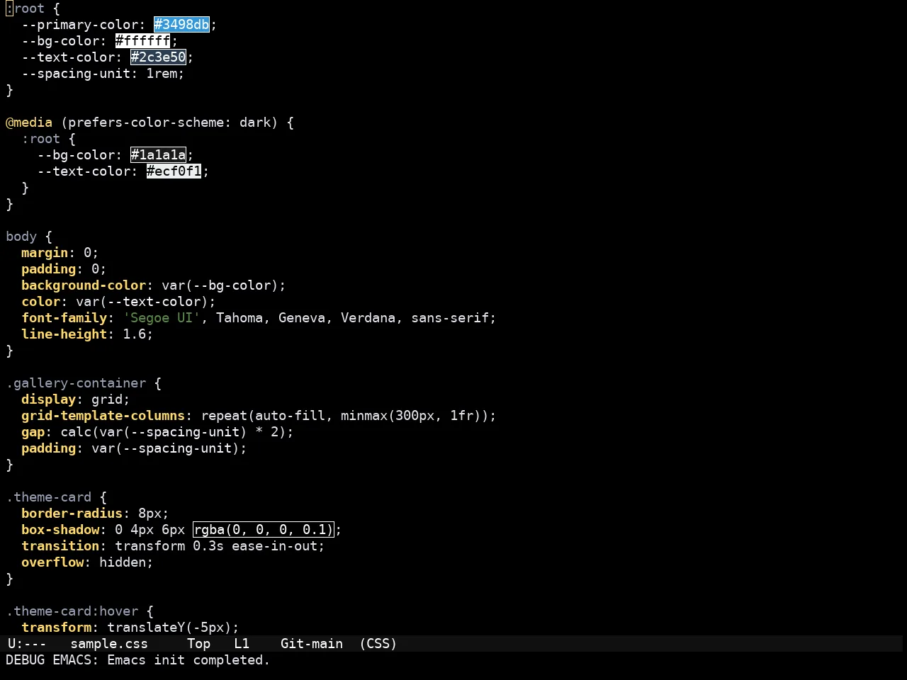Amaranth Dark Theme in css-mode