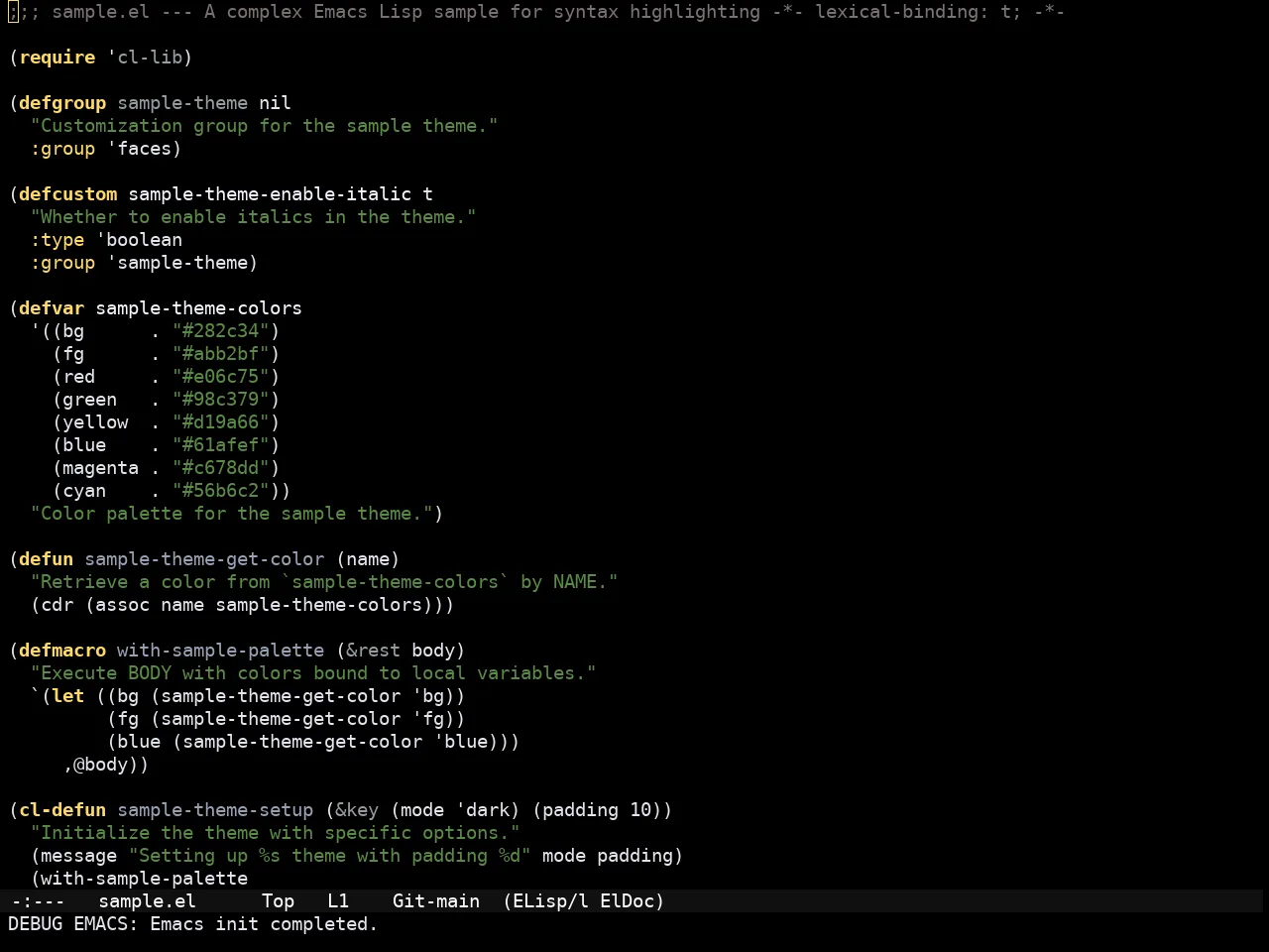 Amaranth Dark Theme in emacs-lisp-mode