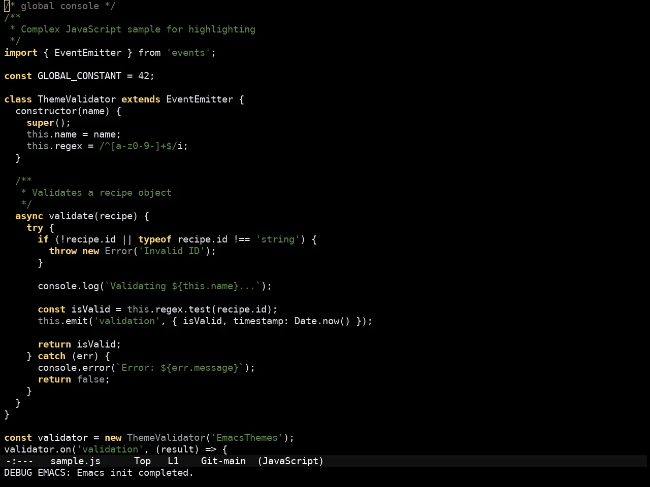Amaranth Dark Theme in javascript-mode