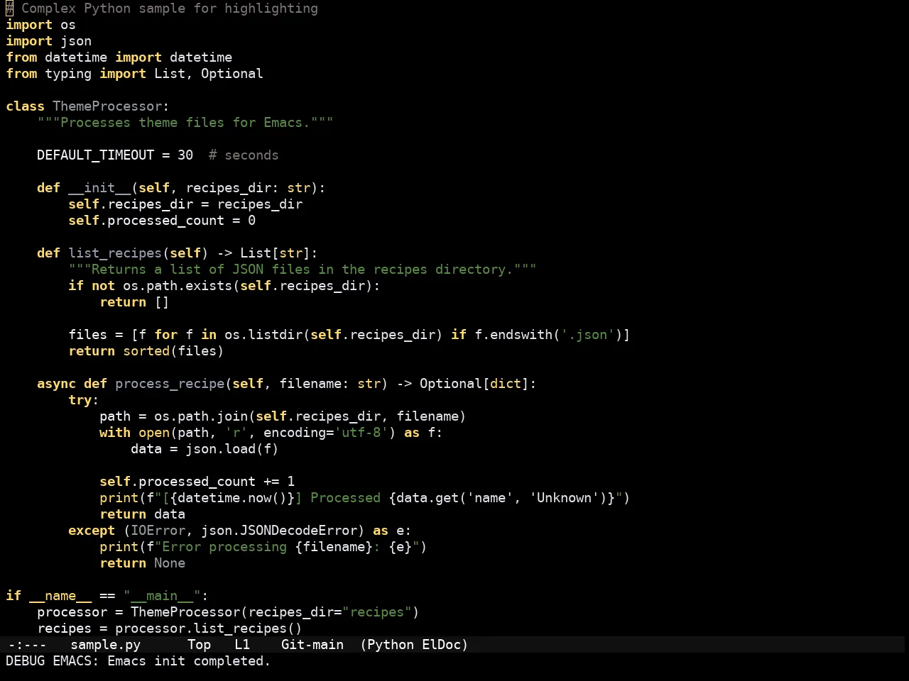 Amaranth Dark Theme in python-mode