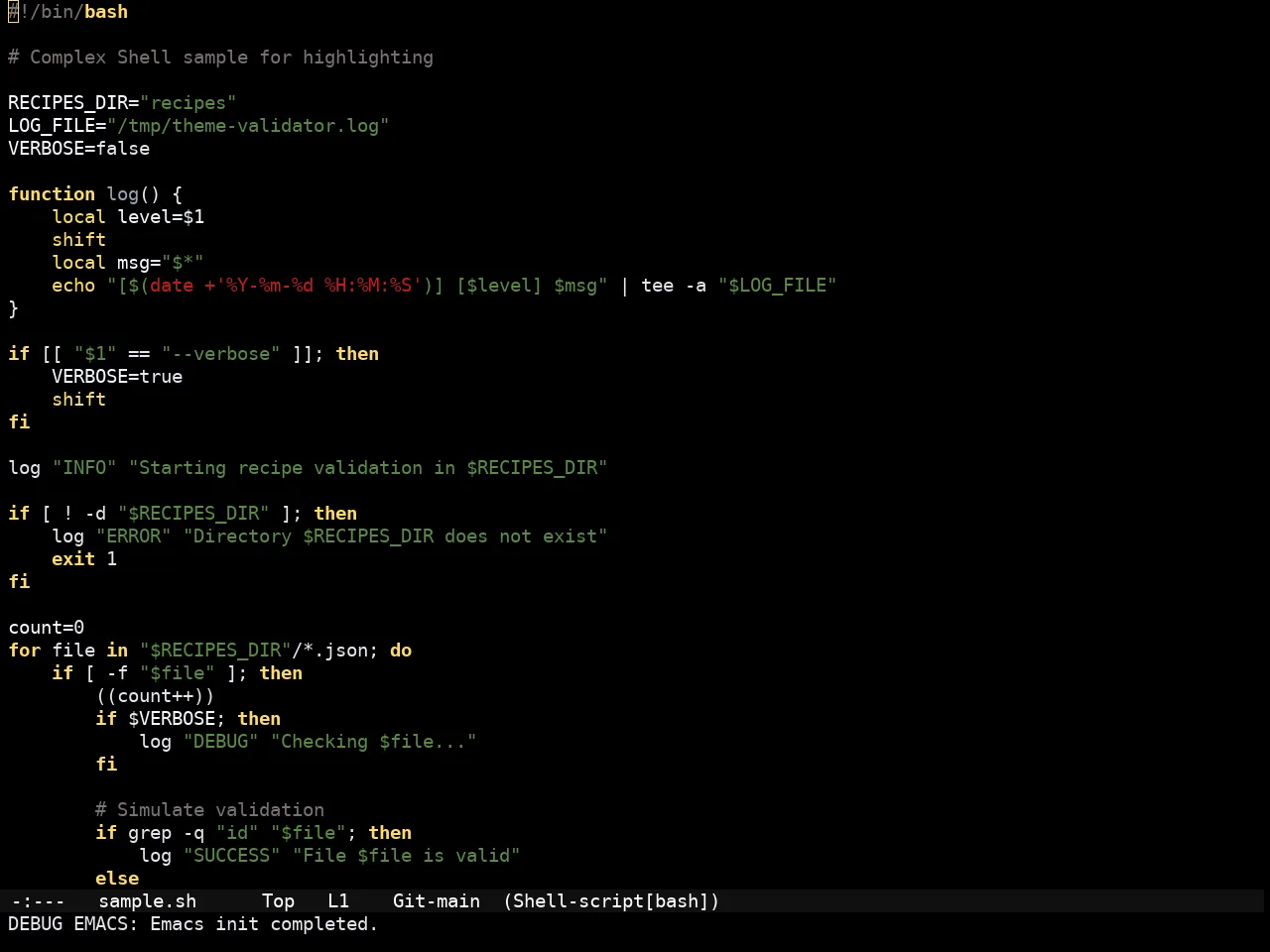Amaranth Dark Theme in sh-mode
