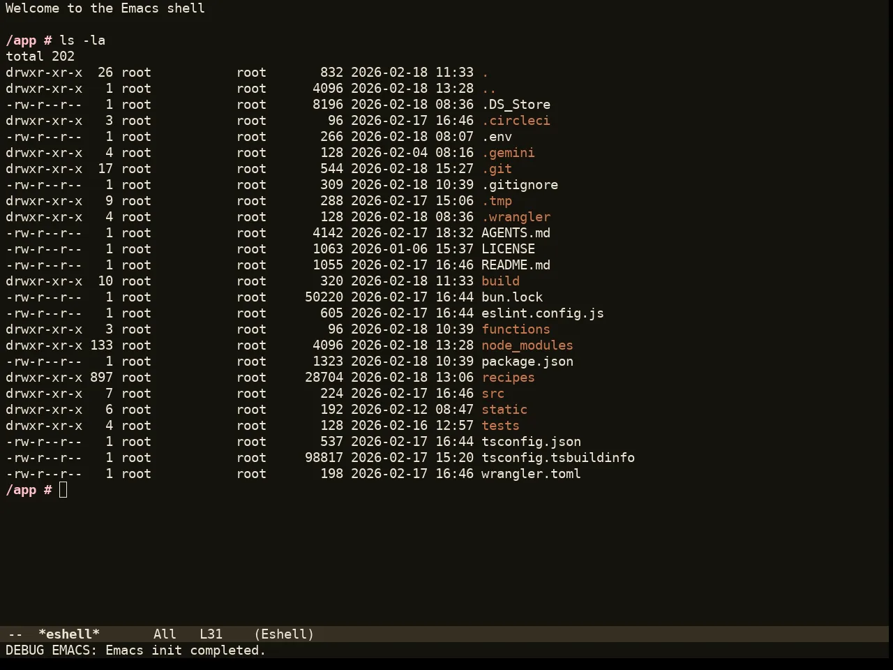Amber Glow Theme in eshell