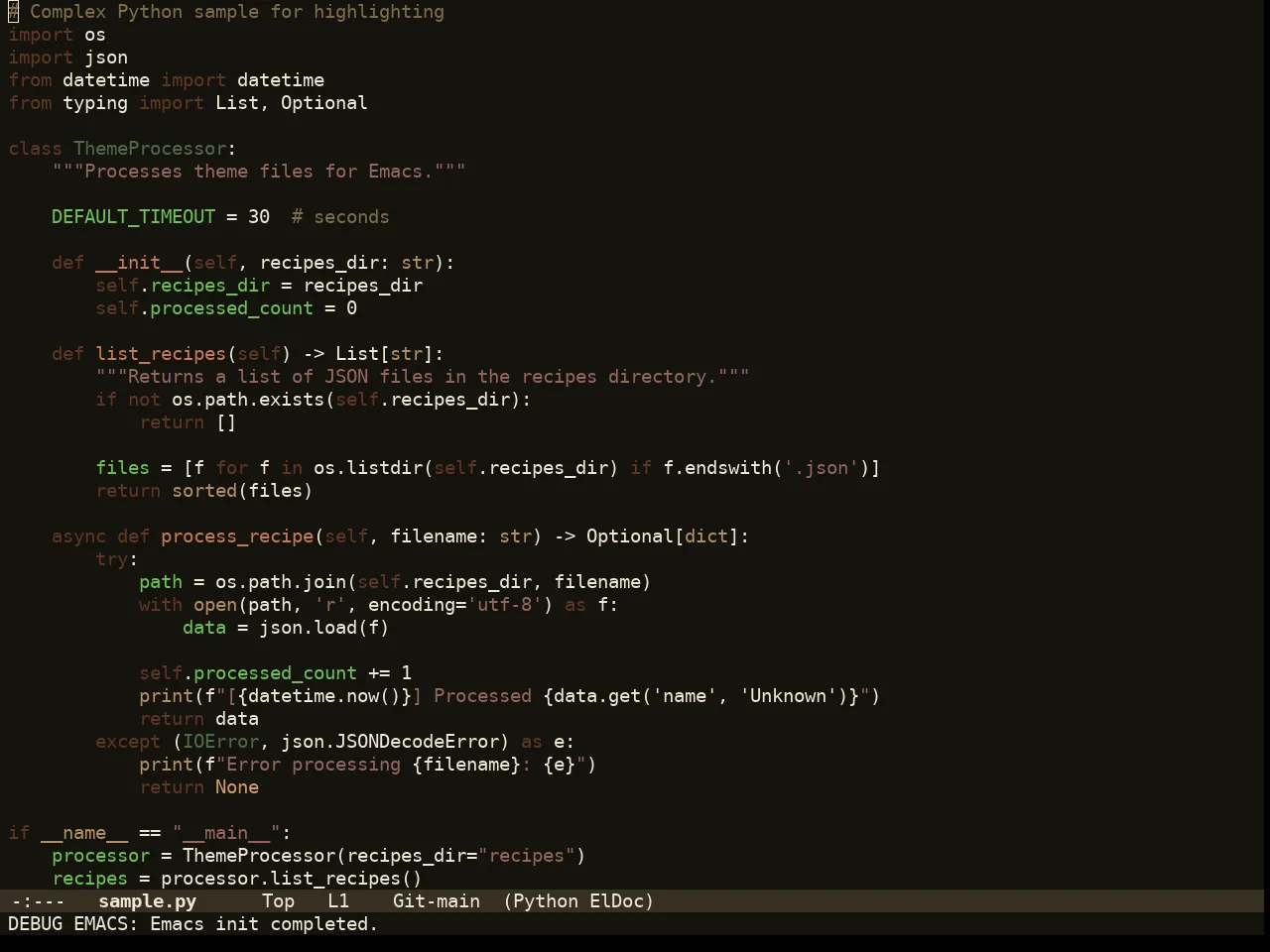 Amber Glow Theme in python-mode